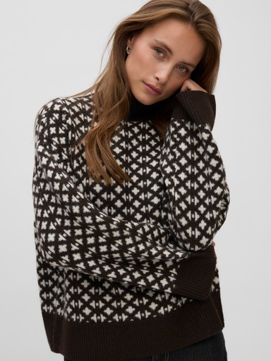 Jersey jacquard cuello alto